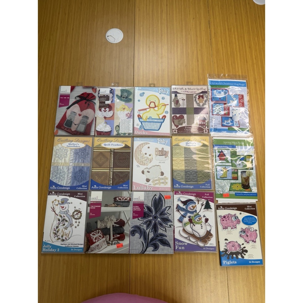 Lot of 15 Anita Goodesign Embroidery Designs And Quilting Designs